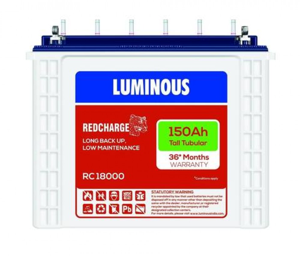 Luminous RED CHARGE RC18000 150AH Price From Rs.9,800, Buy Luminous RED  CHARGE RC18000 150AH Inverter Battery | BatteryBoss