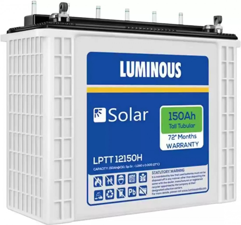 Luminous - Tall Tubular Solar Battery Price From Buy Luminous LPTT12150H -150Ah - Tall Solar Battery Inverter Battery | BatteryBoss